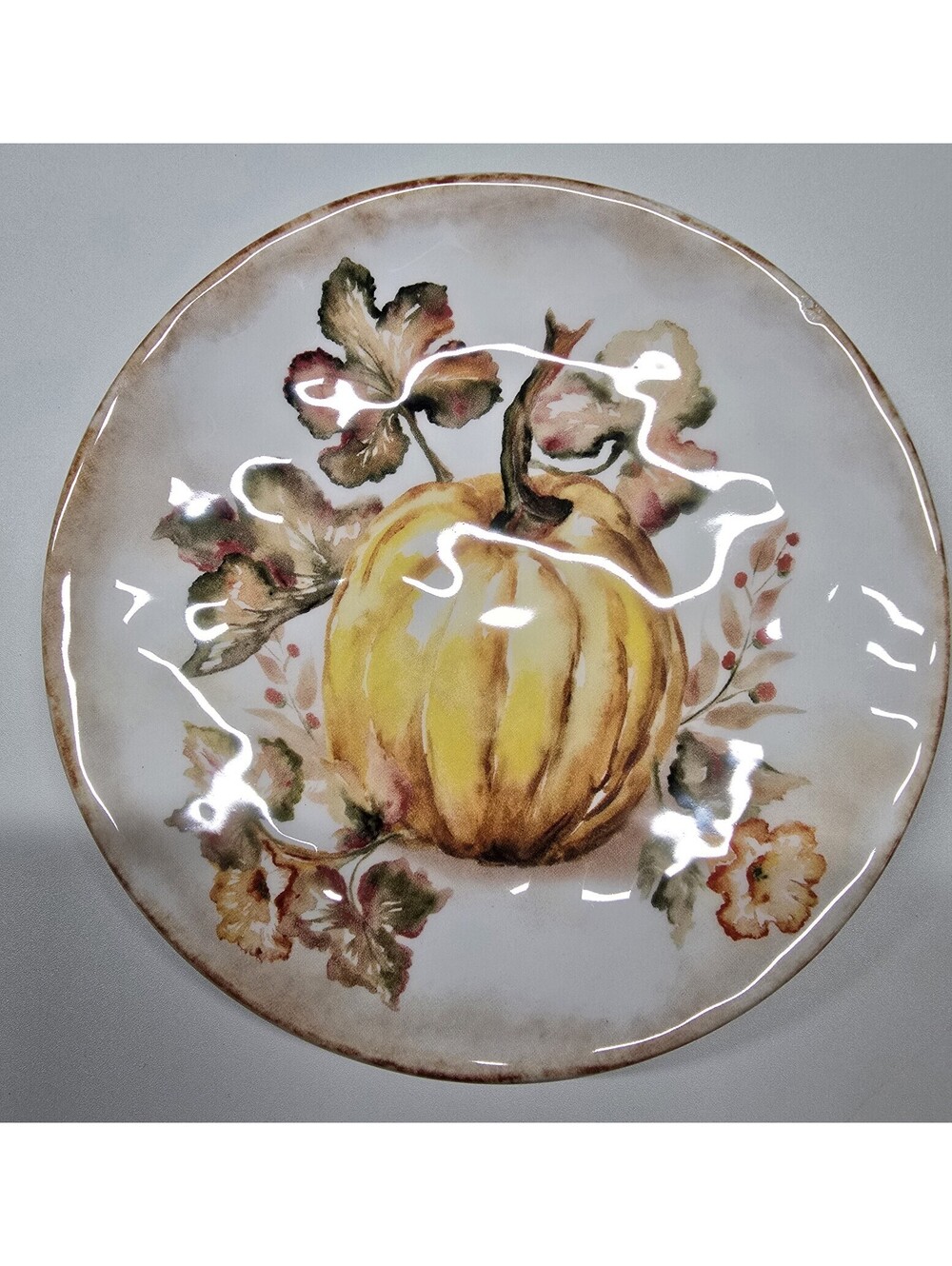 Pier 1 Harvest Blessings 6" Earthenware Appetizer Plate Pumpkins